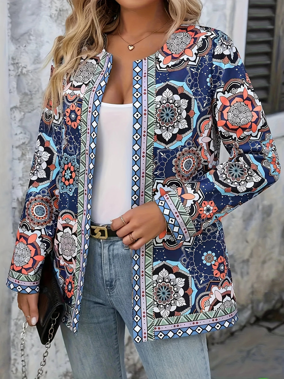 Women's Fashion Mix-And-Match Design, Minimalist Style, Free-Style Art, Innovative Multi-Color Long-Sleeve Jacket