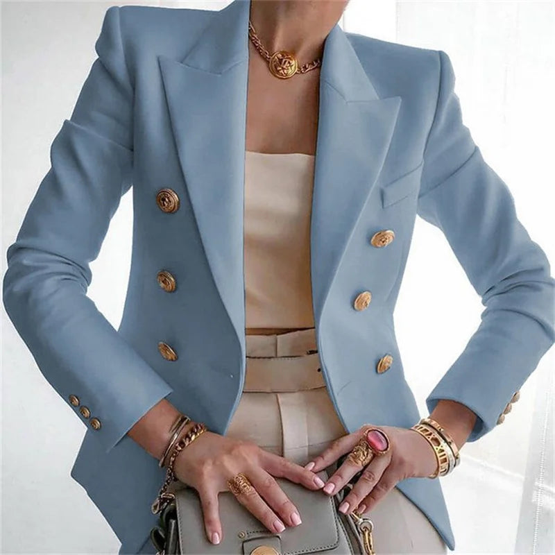 Women's European American Fashion Blazer Spring Autumn Elegant Temperament Ladies Suit Coat Professional Lady Short Outerwear