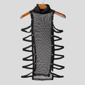 Men Tank Tops Mesh Patchwork See Through Turtleneck Sleeveless SummerMale Vests Streetwear Hollow Out Sexy Men Clothing INCERUN