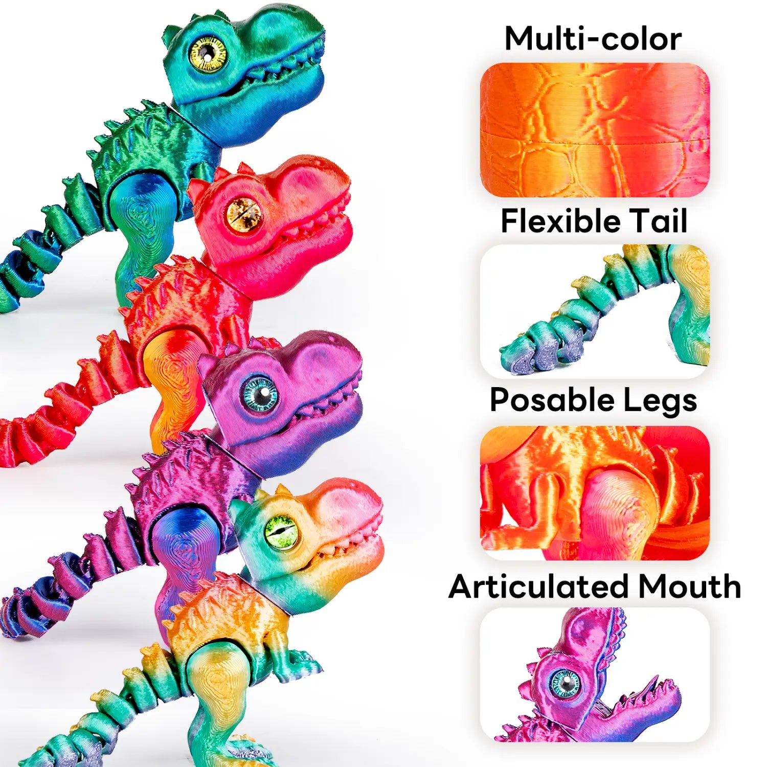 juguetes de dinosaurio articulados de plástico flexible multicolor que representan huevos de dragón con un dragón en su interior de la colección de huevos de dragón.