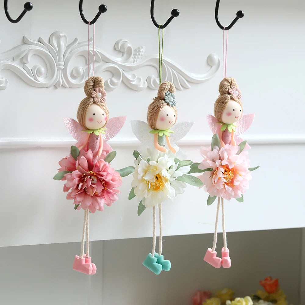 21cm Easter Flower Fairy Pendants Pink Yellow Living Feet Fairy Dolls Easter Party Decorations Home Decor Supplies Kids Gifts