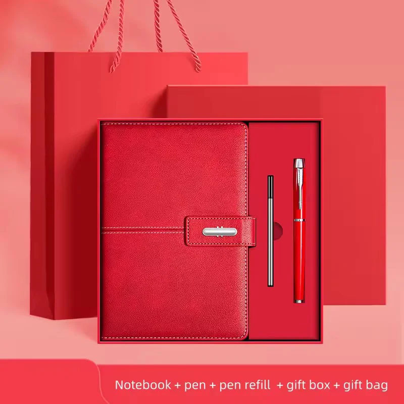 High‑End Elegant Leather Business Notebook Set With Gift Box Pen Insert Office Journal For Enterprise Business Office Supplies