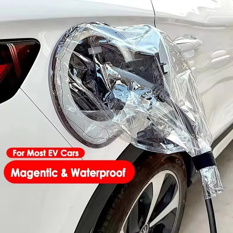 Car Charging Port Rain Shelter Waterproof Outdoor Charger Gun Protector EV Magnet Transparent Covers Car Accessories