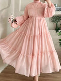 Elegant Dubai Dress Women Muslim Abaya Eid Ramadan Jalabiya Solid Party Dresses Dubai Long Robe Morocco Vestidos Largos 2025