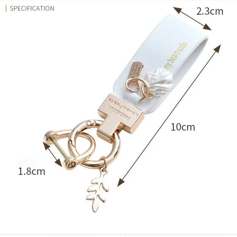 New French Style Leather Keychain High Texture Exquisite Ins Creative Hanging Decoration Car Shell Keychain Anti Loss Buckle