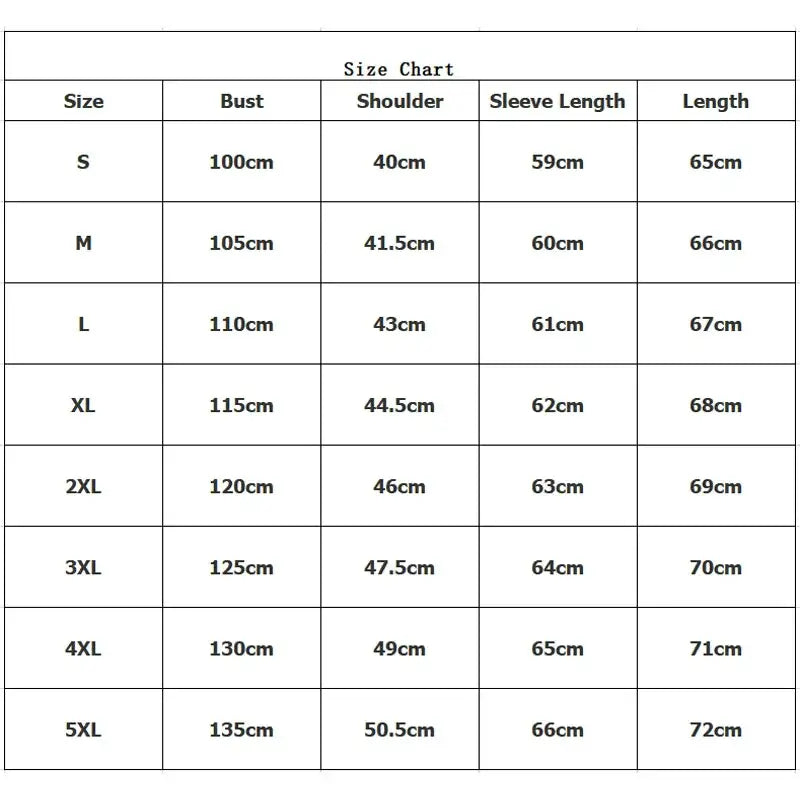 size chart table displaying measurements for striped button up shirt women made of cotton polyester from mainland china in sizes s through 5xl.