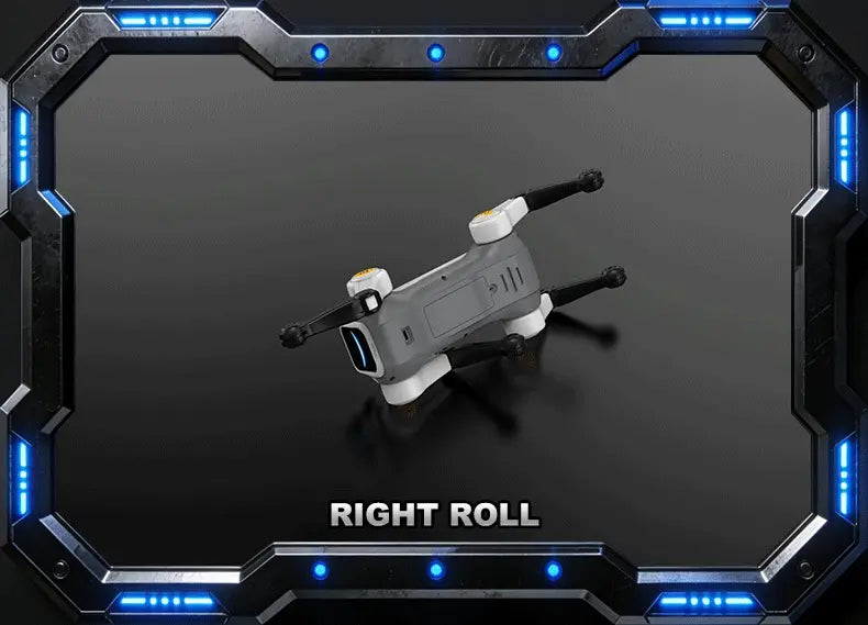 Gray and white quadcopter drone with black propeller arms featuring a sleek modern design for remote control in the robot dog remote control toy product size.