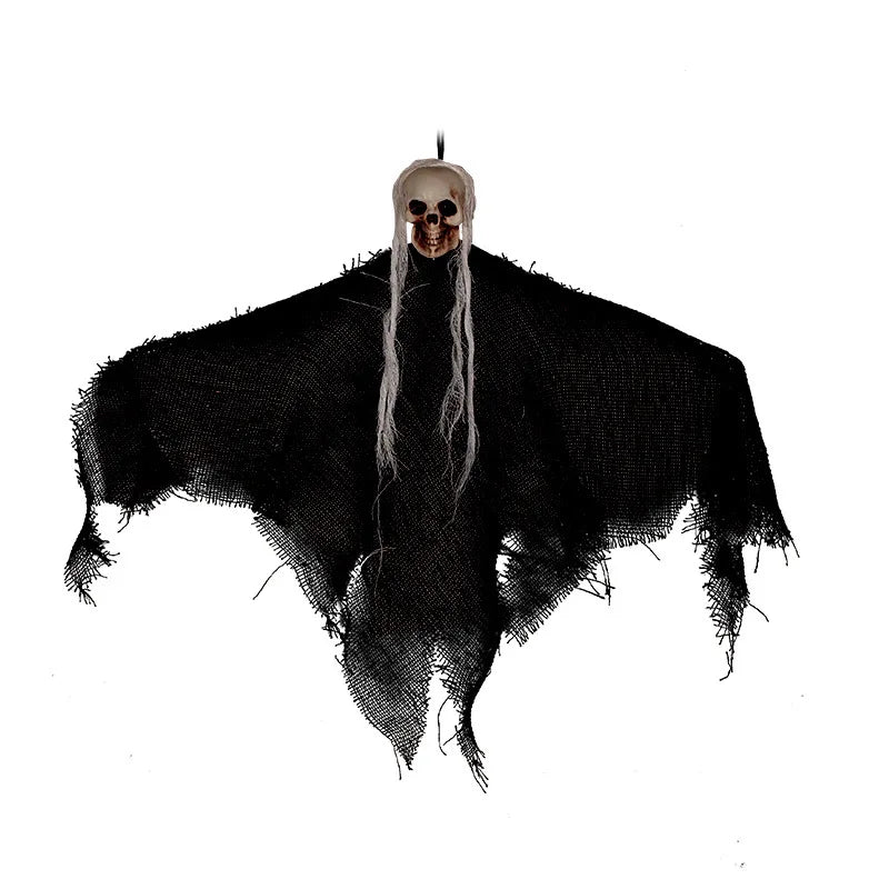 Halloween Scary Props Hanging Skeleton Ghost Skull Hanger Bloody Gauze Door Curtain Haunted House Bar Indoor Outdoor Party Decor