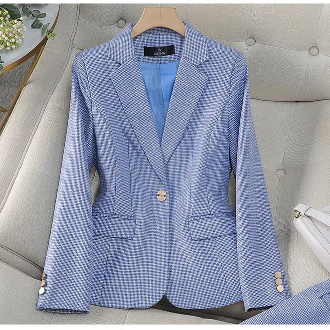 Luxury Small Women Pink Blazer Ladies Professional Suit Women Temperament Suit Fashion Interview Formal Pant Suits