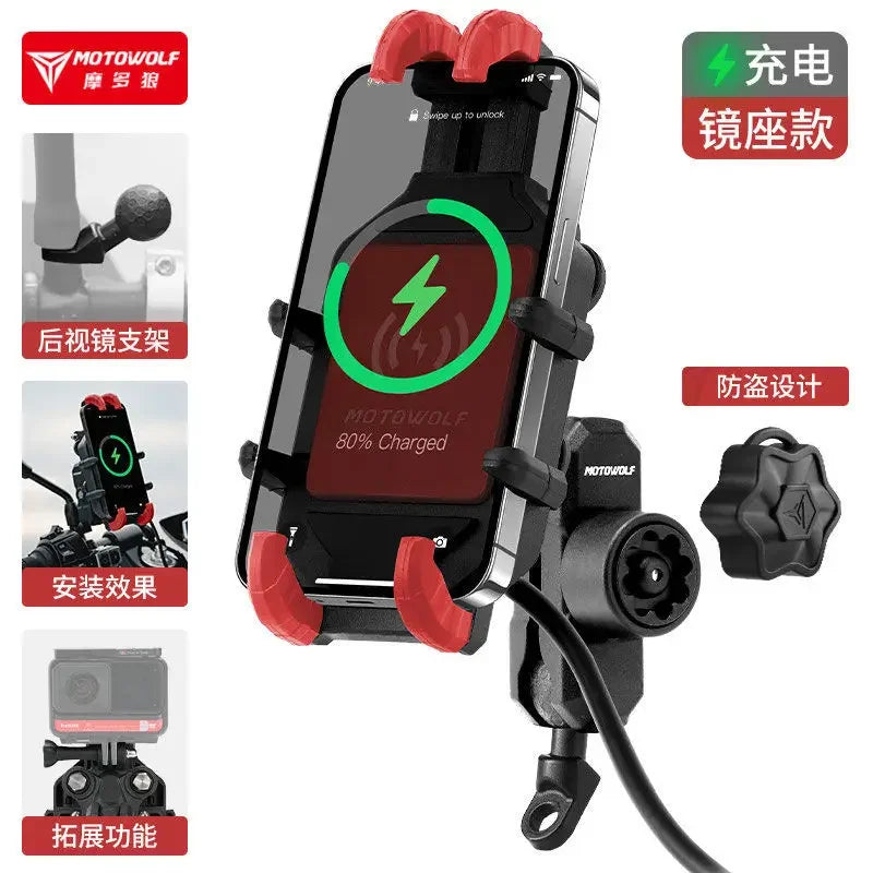 Motorcycle Wireless Charging Phone Holder Cradle Moto Support Cellphone Suporte Celular Motos Handlebar Mount biker Accessories