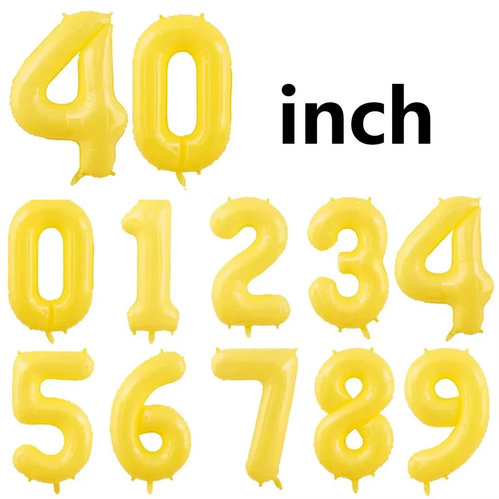 40inch Yellow Number Theme Balloon 1 2 3 4 5 6 7 8 9 0 Baby Happy Birthday Party Balloons Duck Yellow Ballon Days Helium ball