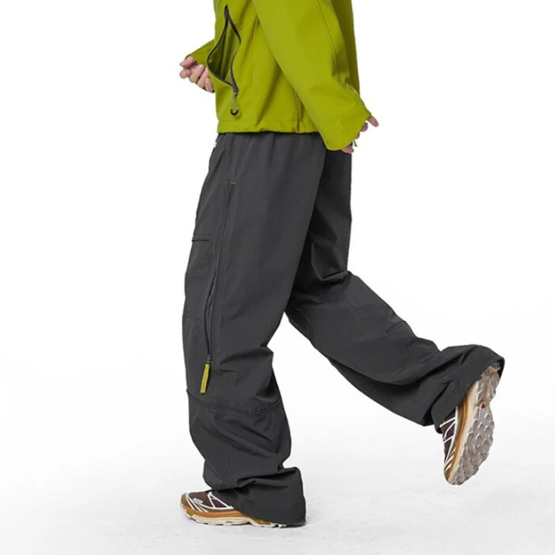 Men's Cargo Pants  Summer Quick-Dry Waterproof Mountain Climbing Long Trousers with Side Zipper Pockets Elastic Waistband