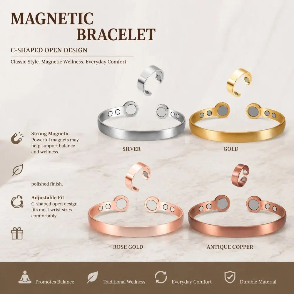 Retro Magnetic Bangles Ring Simple Comfortable To Wear Cuff Bracelets Fashion Versatile Health Energy Jewelry Men Women