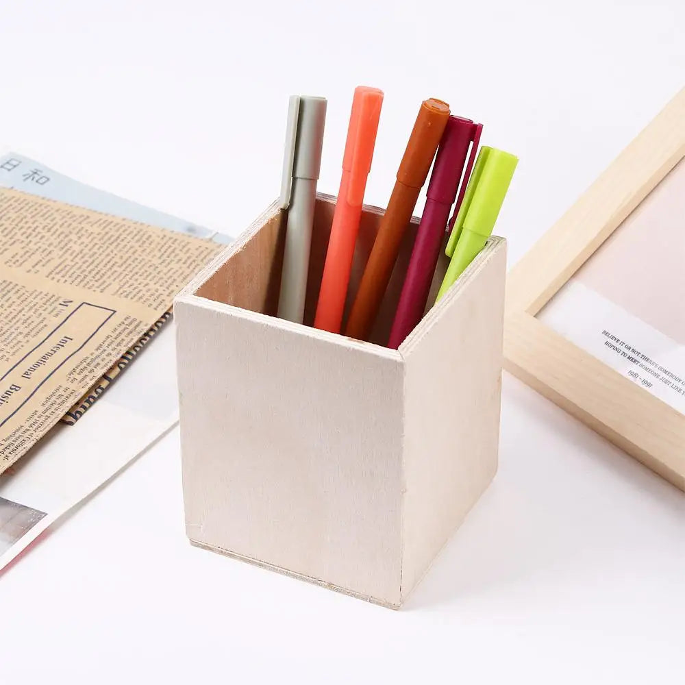 Lovely Fashion Desk Accessories Stationery Office Organizer Office Pen Holder Pencil Holders Storage Box Wooden