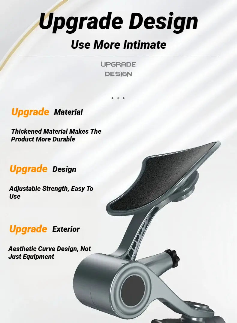Silver and black ergonomic neck support with a sleek curved design featured as part of the pelvic floor muscle trainer and buttock exerciser.