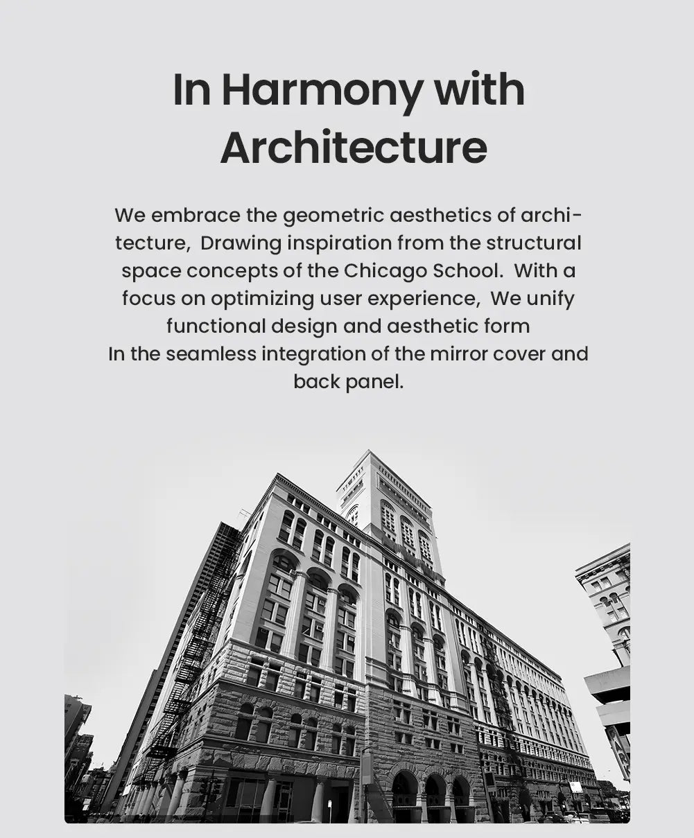A black-and-white photograph of a grand multi-story stone building with classical architectural details and arched windows illustrating the durable design and elegant style of the nillkin carboprop phone case leica edition for xiaomi 17 ultra.