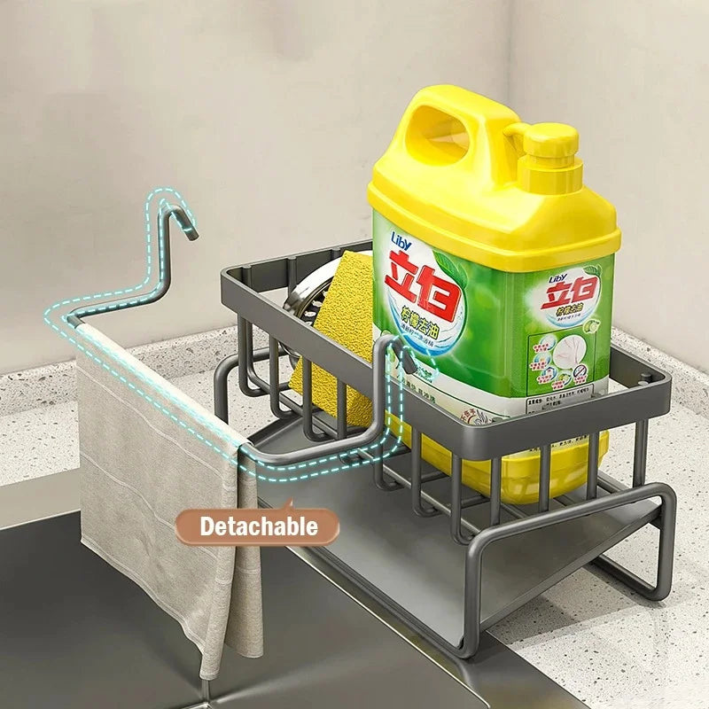 Kitchen Multifunctional Stainless Steel Sink Cleaning Tools Storage Rack Drain Rack For Sponge Cleanser Rag Organizer Hanger