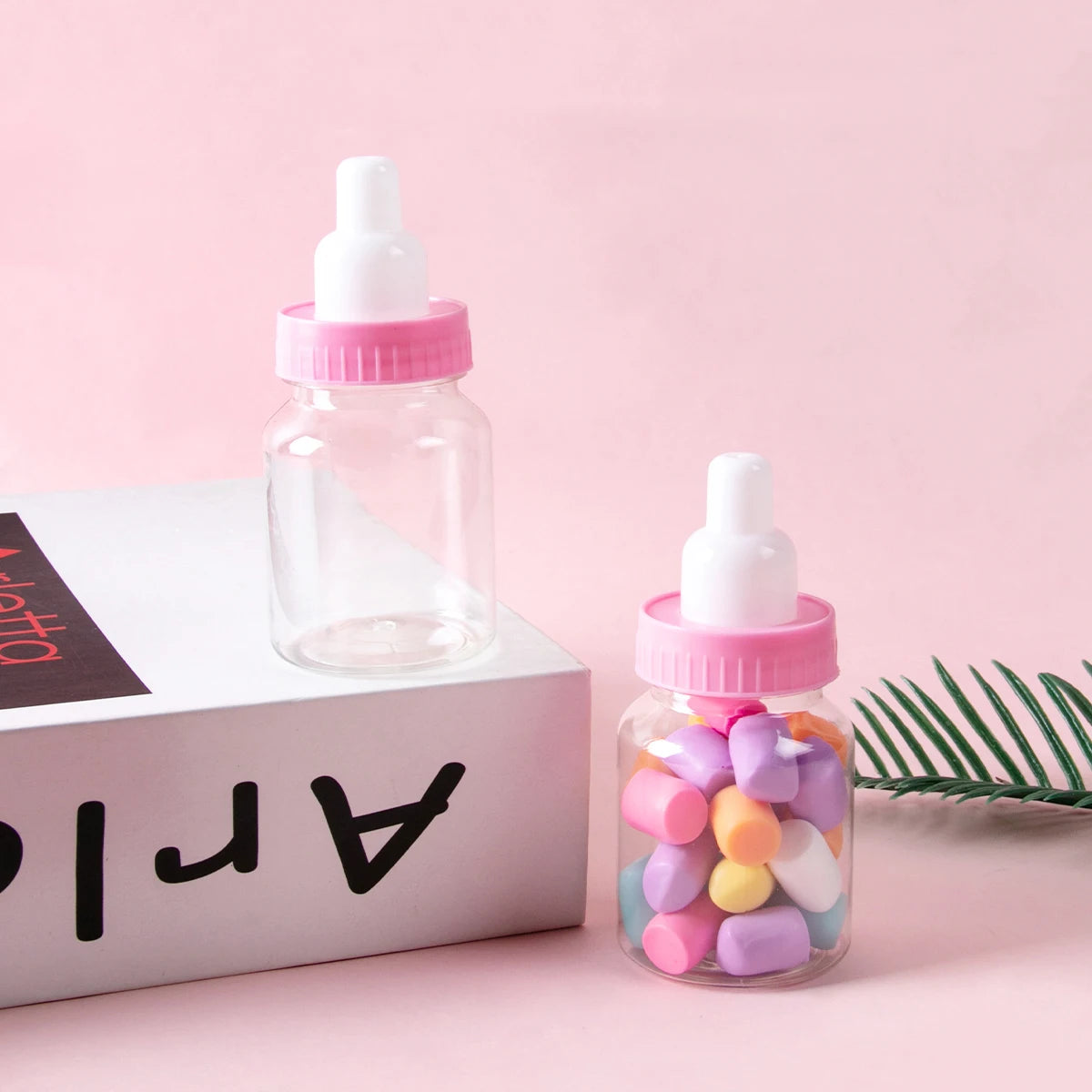12/24Pcs Pink Blue Baby Bottle for Baby Shower Favors Mini Candy Bottles for Boys Girls Newborn Party Gender Reveal Party Decor