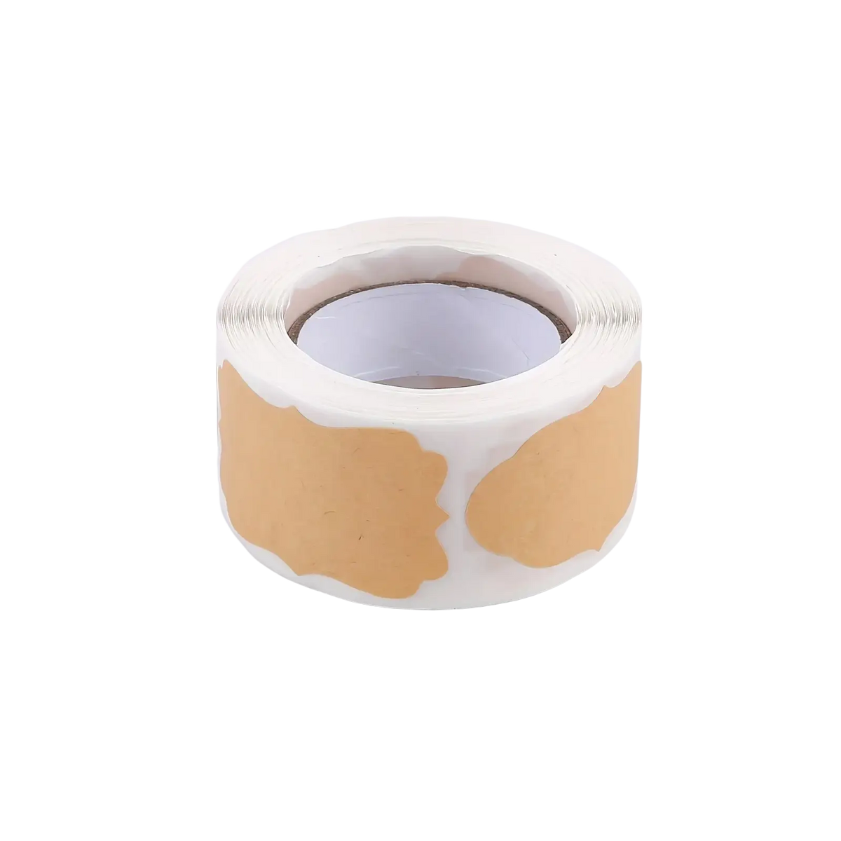 A roll of 250 beige adhesive paper stickers with backing for christmas decorations cosmetics and crafts use