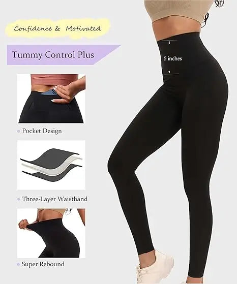 Women's Compression Yoga Pants Butt Lifting Leggings Seamless High Rise Slim-Fitting Stretchy Workout Gym Casual