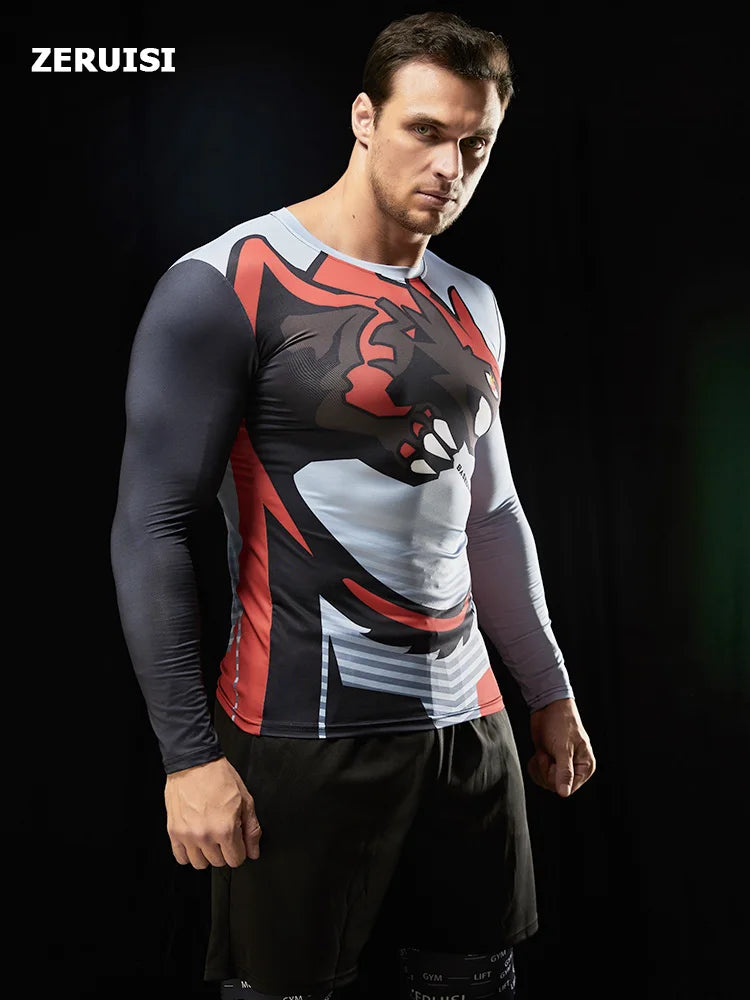 Men's High Quality Breathable Fabric Compression Polyester Tee Long Sleeve Activewear For Gym Running