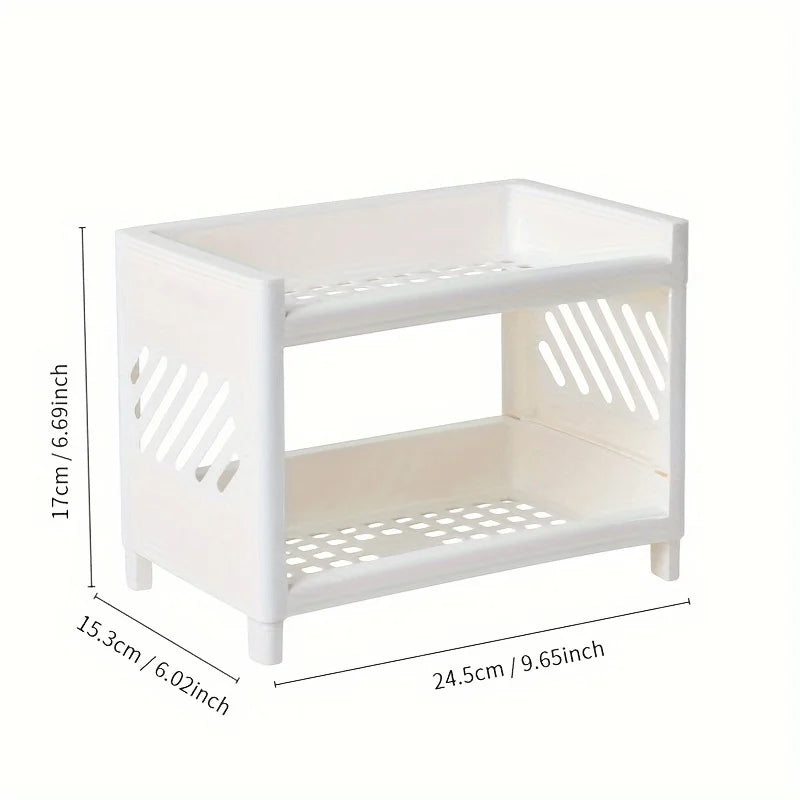 Office Desk Organizer, Double Layer Desktop Storage Rack for Stationery Supplies, Multifunctional Space Saving PP Material