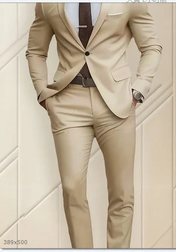 Mens Wedding Two Piece Suit Groom Best Man Slim Casual Dress