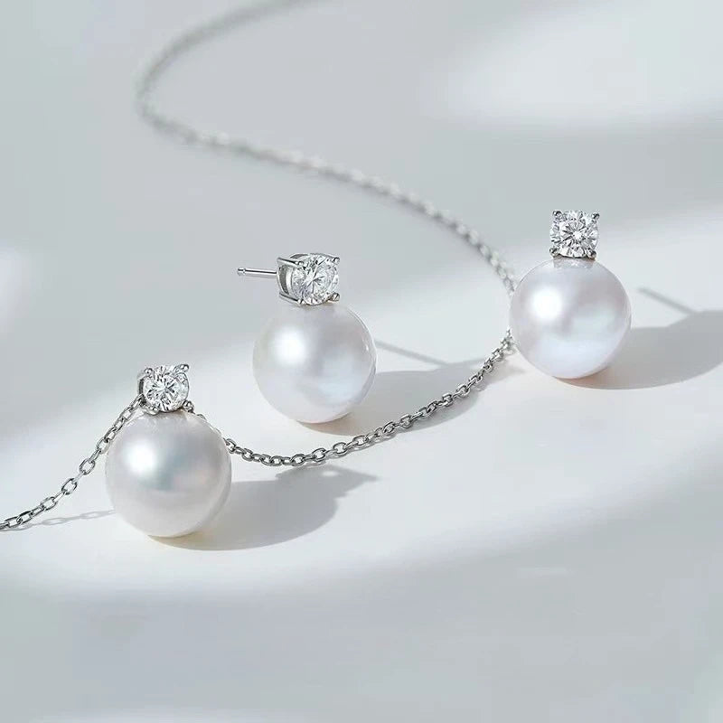 Elegant New Pearl Bead Necklace for Women - Minimalist Round Single Pendant  Sweater Chain Versatile High-End Fashion Jewelry