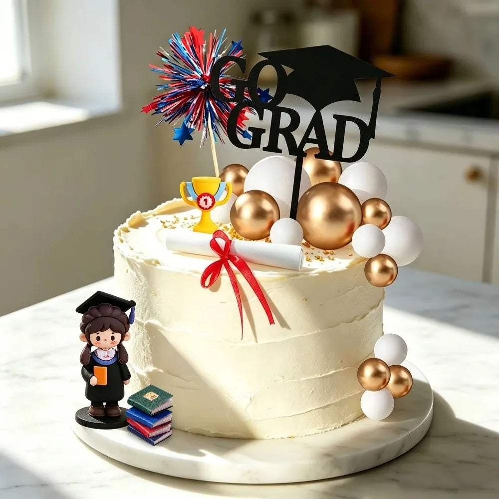 Bachelor's Doll Graduation Cake Topper Cartoon Style 3D Design Graduate Cake Figurine Cute Figurines Graduation Ornament Decor
