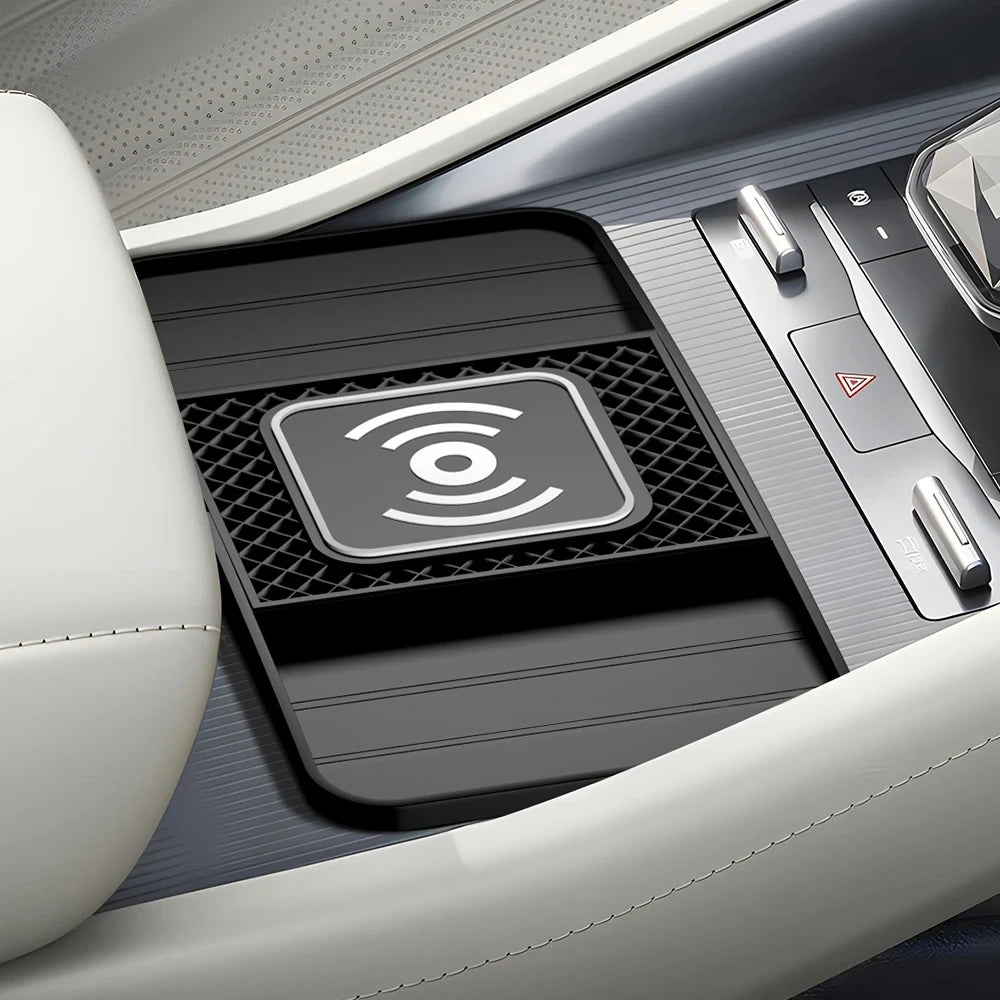15W Fast Wireless Charging Pad , Non-Slip Rubber Mat for Car Storage, Lightweight USB-Powered Charger Compatible with Phone