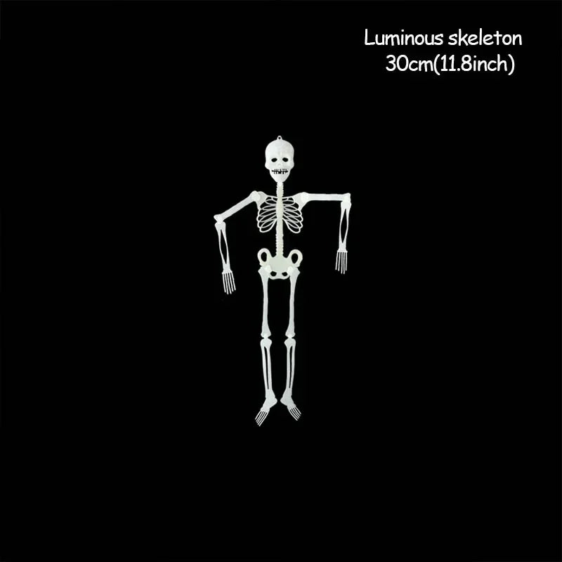 Halloween Luminous Hanging Skeleton Party Decoratio Home Outdoor Yard Garden Movable Ornament Glow In The Dark Fake Skull Design