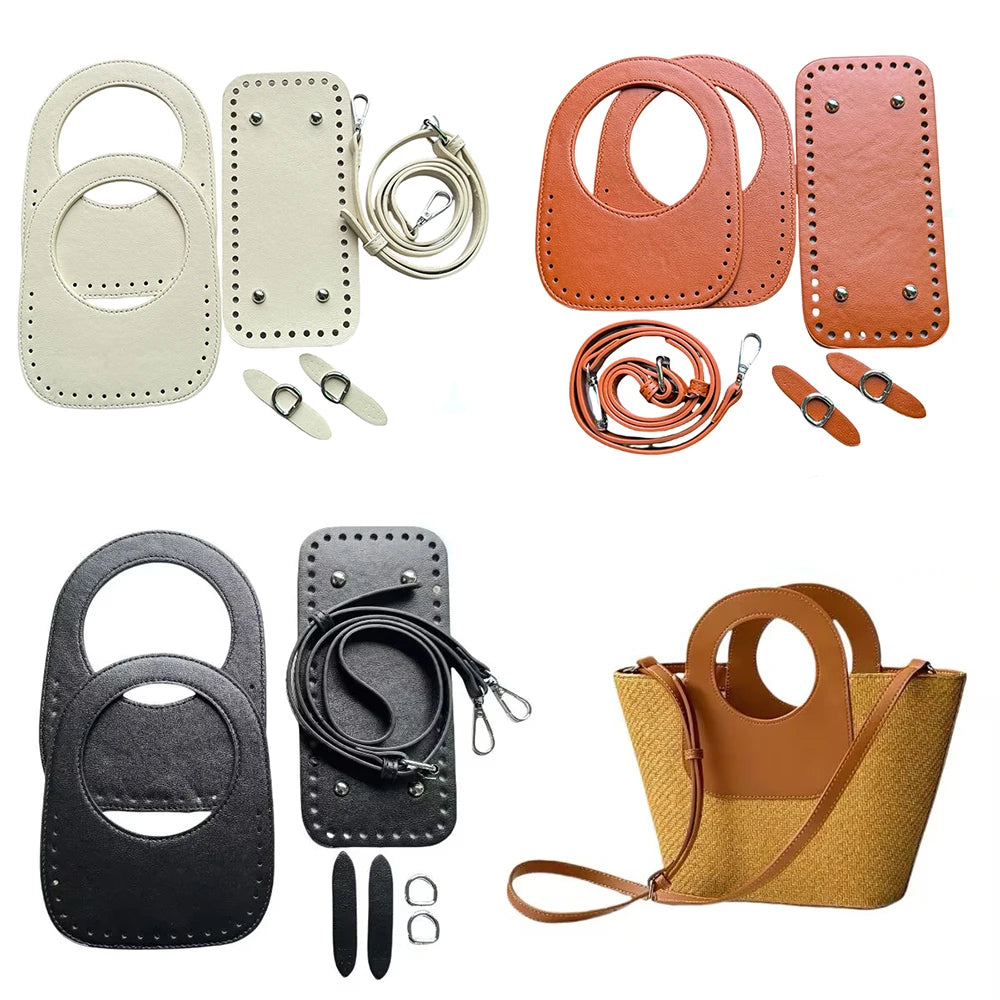 Beach Bag Handmade Accessories, Backpack Creative DIY Wallet, Pu Material Handle, Shoulder Strap, Base Plate, Ear Straps, 8-Piece Set