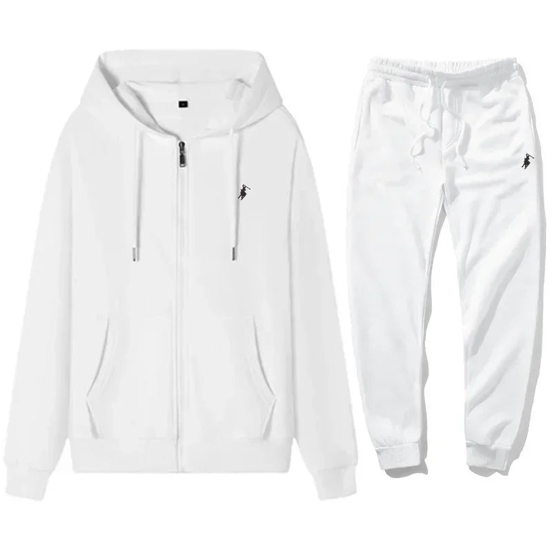 Men's Classic Hoodies and Sport Pants for Autumn and Winter, Suitable for Casual Fitness, Warmth and Casual Sportswear Sets in A