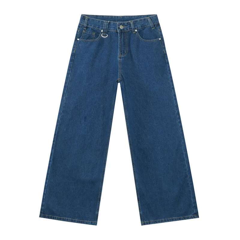 Dark blue denim straight-leg jeans with silver-toned hardware from Iefb camouflage wide leg denim jeans collection.