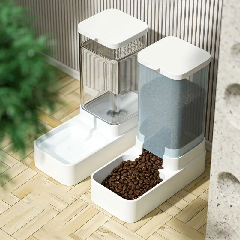 Pet Automatic Feeding and Watering Set1-2Gravity Dual-Function Design Universal Water Feeder for Cats and Dogs