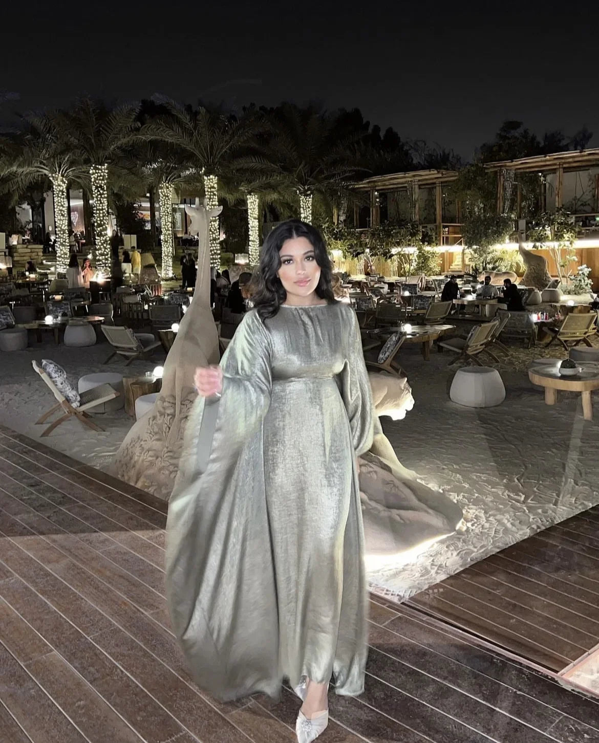 Fashion Middle Eastern Robe Abaya Dubai Turkey Modest Evening Party Dresses Bat Sleeves Elegant Muslim Middle East Gowns