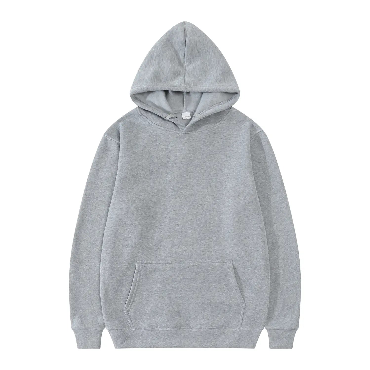 Sudadera con capucha informal para hombre para uso casual, color gris jaspeado liso, con bolsillo frontal y puños acanalados.