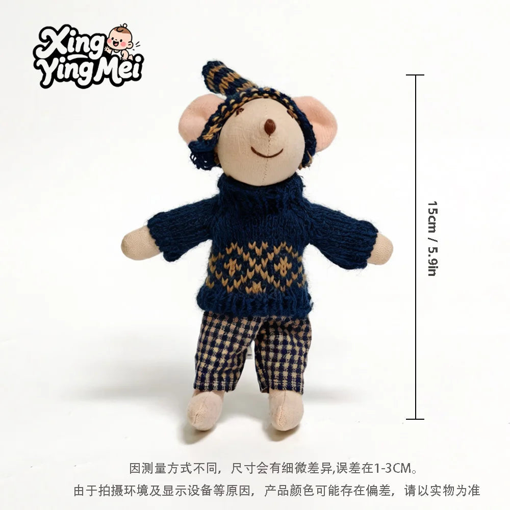 1PCS Plush Mouse Doll Toy Soft Stuffed Animal Friend for Kids Holiday Birthday Gift Room Decor Pretend Play