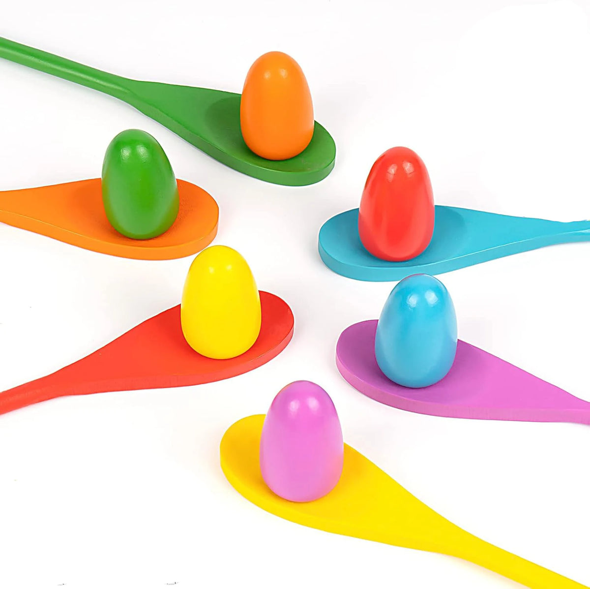 Easter Party Spoon Race Game Set Wooden Egg Balance Game Relay Race Games for Kids  Eggs Hunt Game Outdoor Lawn Games
