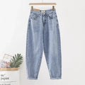 Women's High Waist Loose Fit Denim Jeans Casual Vintage Baggy Harem Pants Stretch Tapered Leg Trousers for Daily Wear Spring