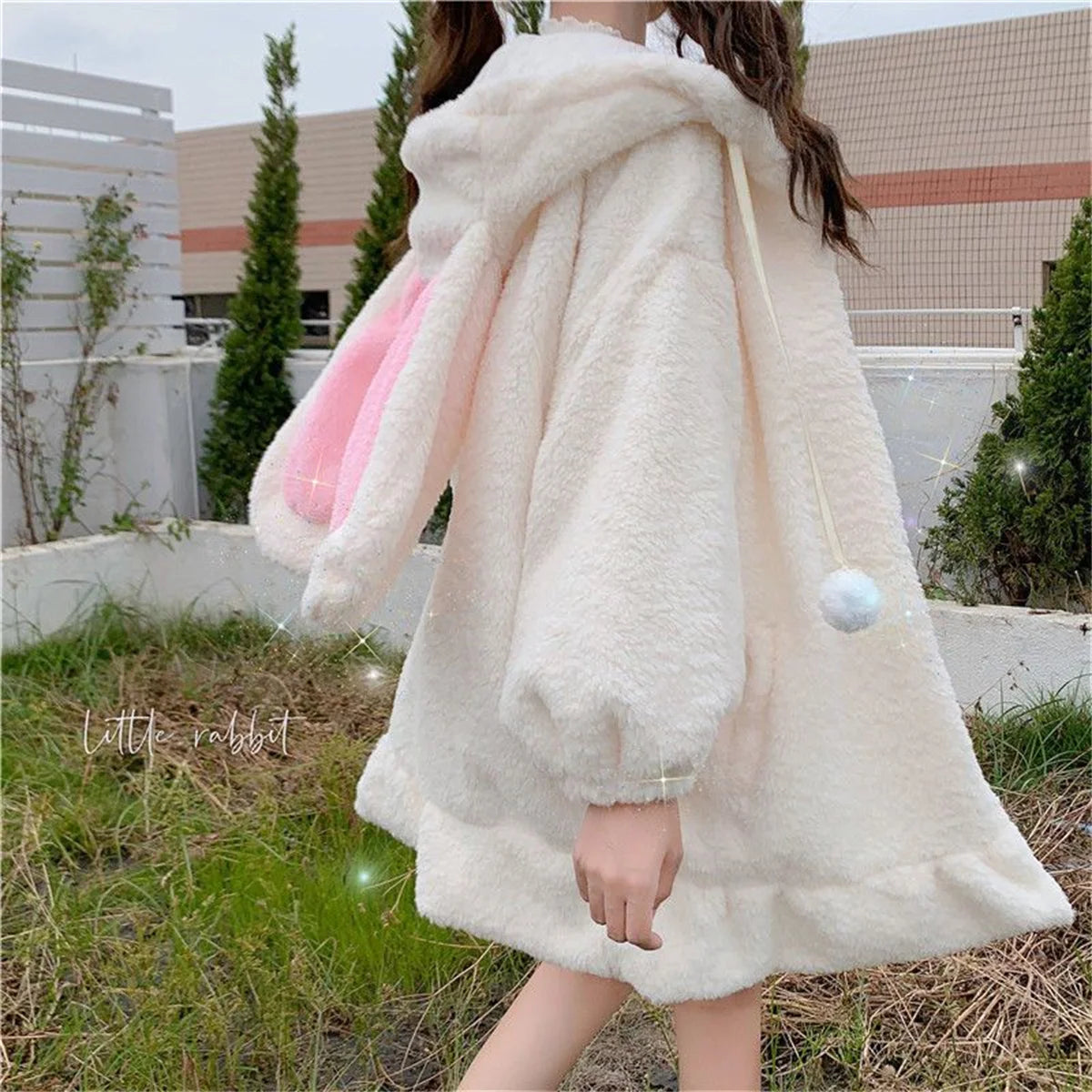 Winter Hoodies Warm Kawaii Rabbit Ears Women Sweatshirt Girl Lolita Hooded Zip-up Casual Sweatshirts Harajuku Hoodie Long Sleeve