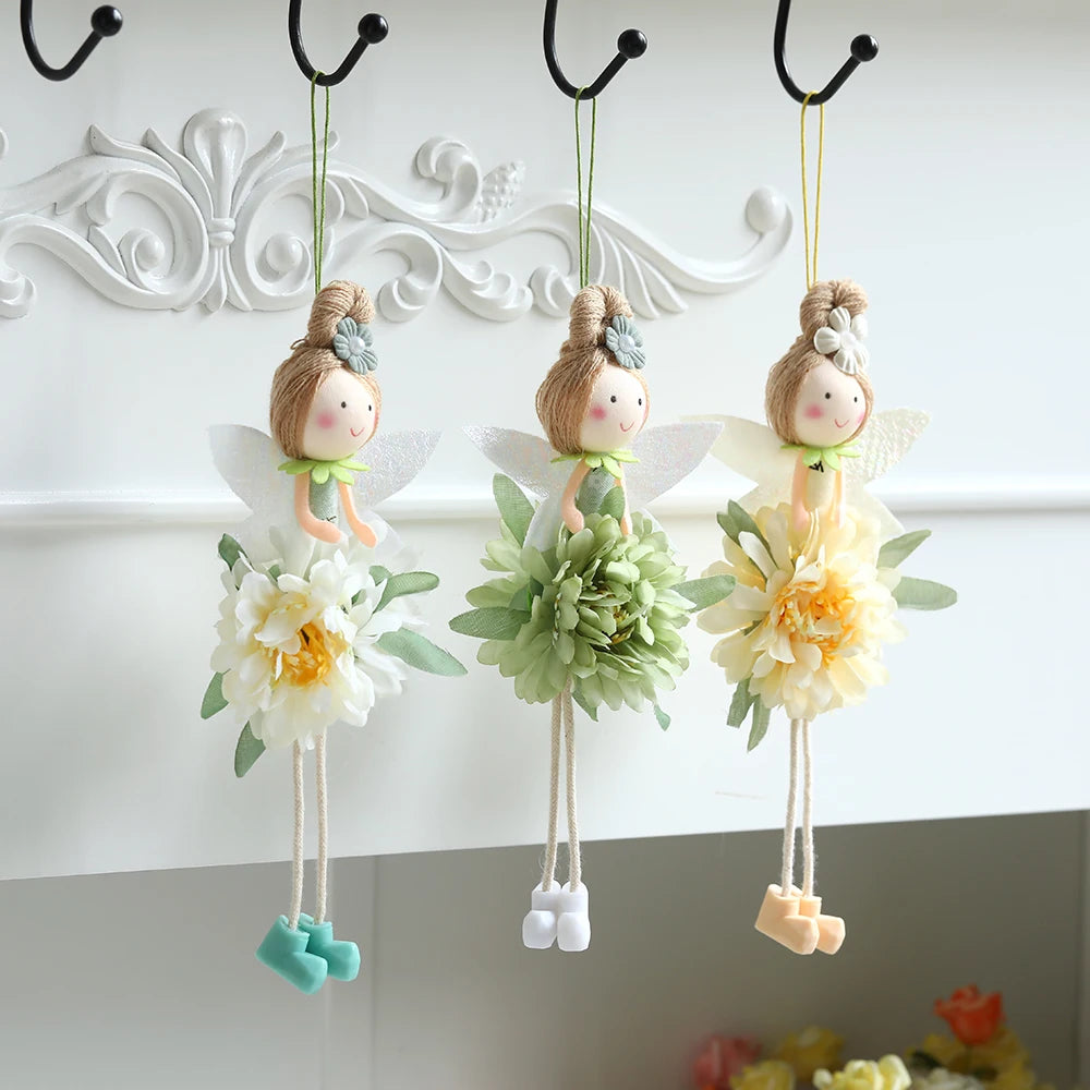 21cm Easter Flower Fairy Pendants Pink Yellow Living Feet Fairy Dolls Easter Party Decorations Home Decor Supplies Kids Gifts
