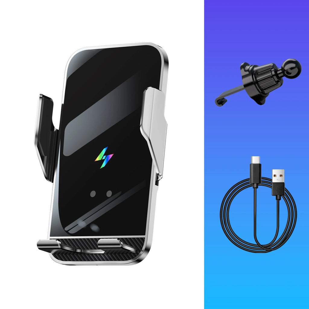 Car Wireless Charging Phone Holder Smart Sensing Fast Wireless Charger Phone Mounts 360° Rotation Inductive automatic clamping