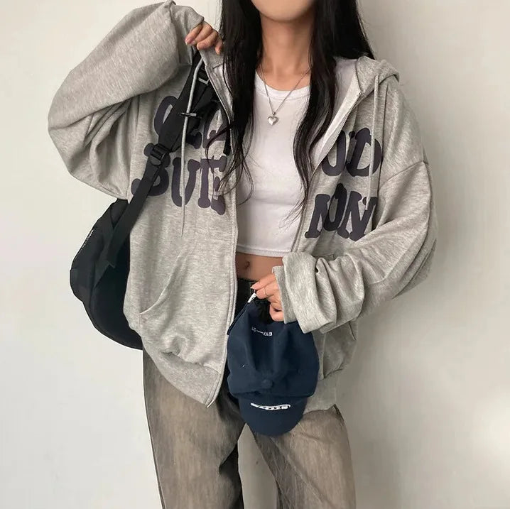 Women Sweatshirt Hoodie Clothes Y2k 2025 Fall New Hoodies Women High Street Harajuku Retro Hip Hop Zip Up Hoodie Loose Hoodie