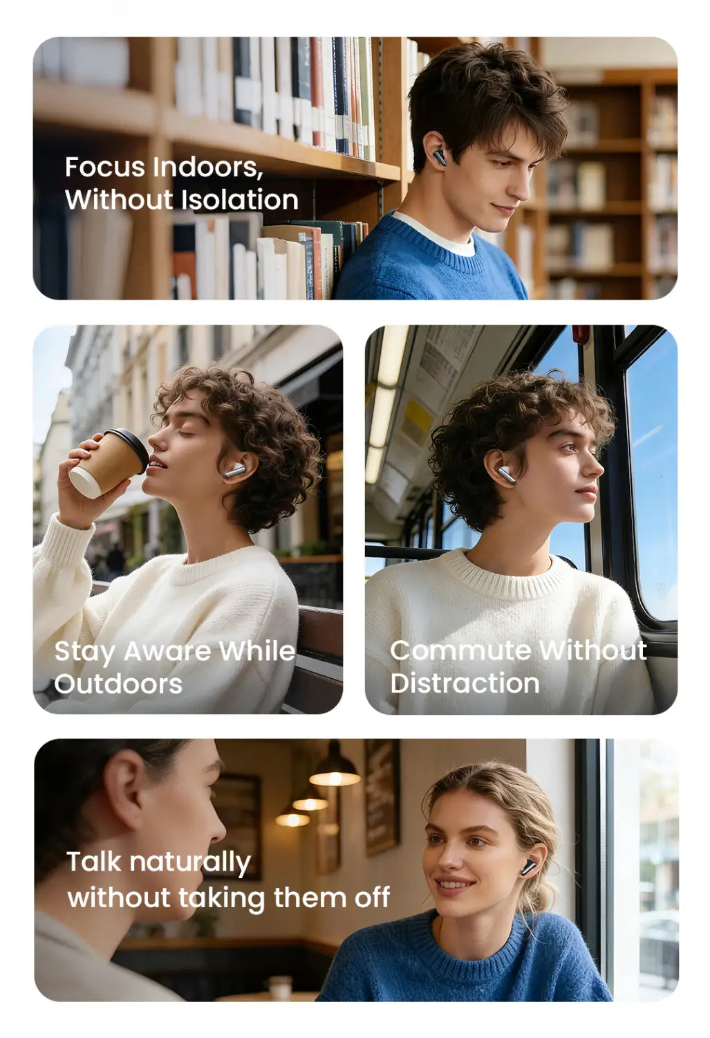 Écouteurs sans fil Haylou FlowBuds N55 blancs au design minimaliste élégant et à l’étui de charge, offrant une autonomie prolongée ainsi que des fonctions ANC et LDAC