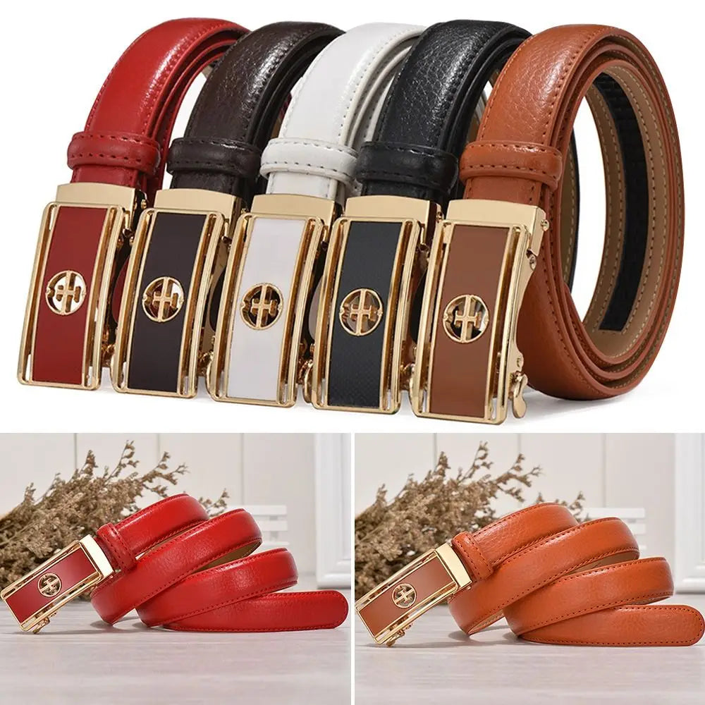 Women Belt Luxury Famous Designer Brand Real Genuine Leather Strap Automatic Buckle Belts Waistband