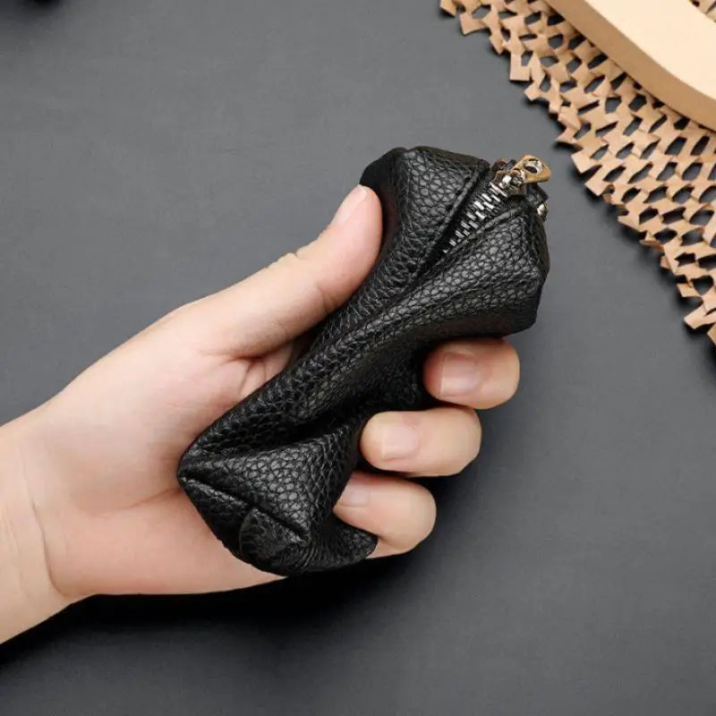 Leather Car Key Wallet Double Zipper Fashion 1Pcs Slim Key Holder Keychain Case Perfect for Travel Commute
