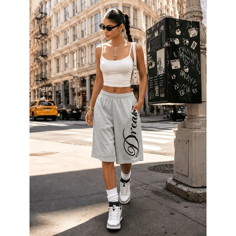 Women's New Summer Casual Trend Pink Printed Casual Shorts for Both Men and Women