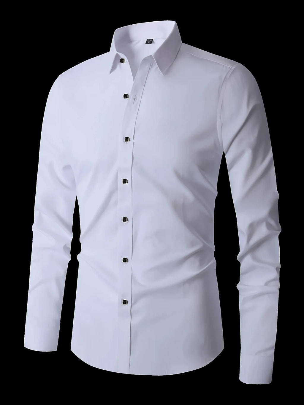 Men'S Elegant Long Sleeve Button- Shirt - Casual Polyester Fabric, Soft And Stretchy Fabric, Perfect for Outdoor Business Occasi