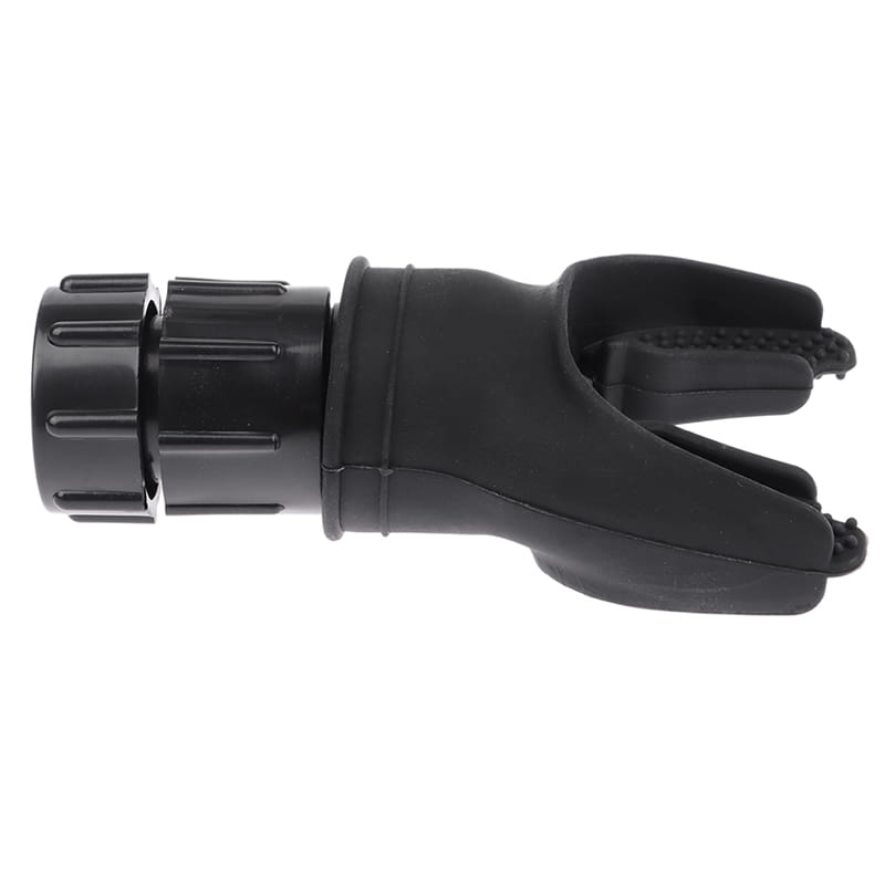 black silicone diving regulator mouthpiece with textured grip and adjustable clamp for lung capacity training device respiratory fitness tool